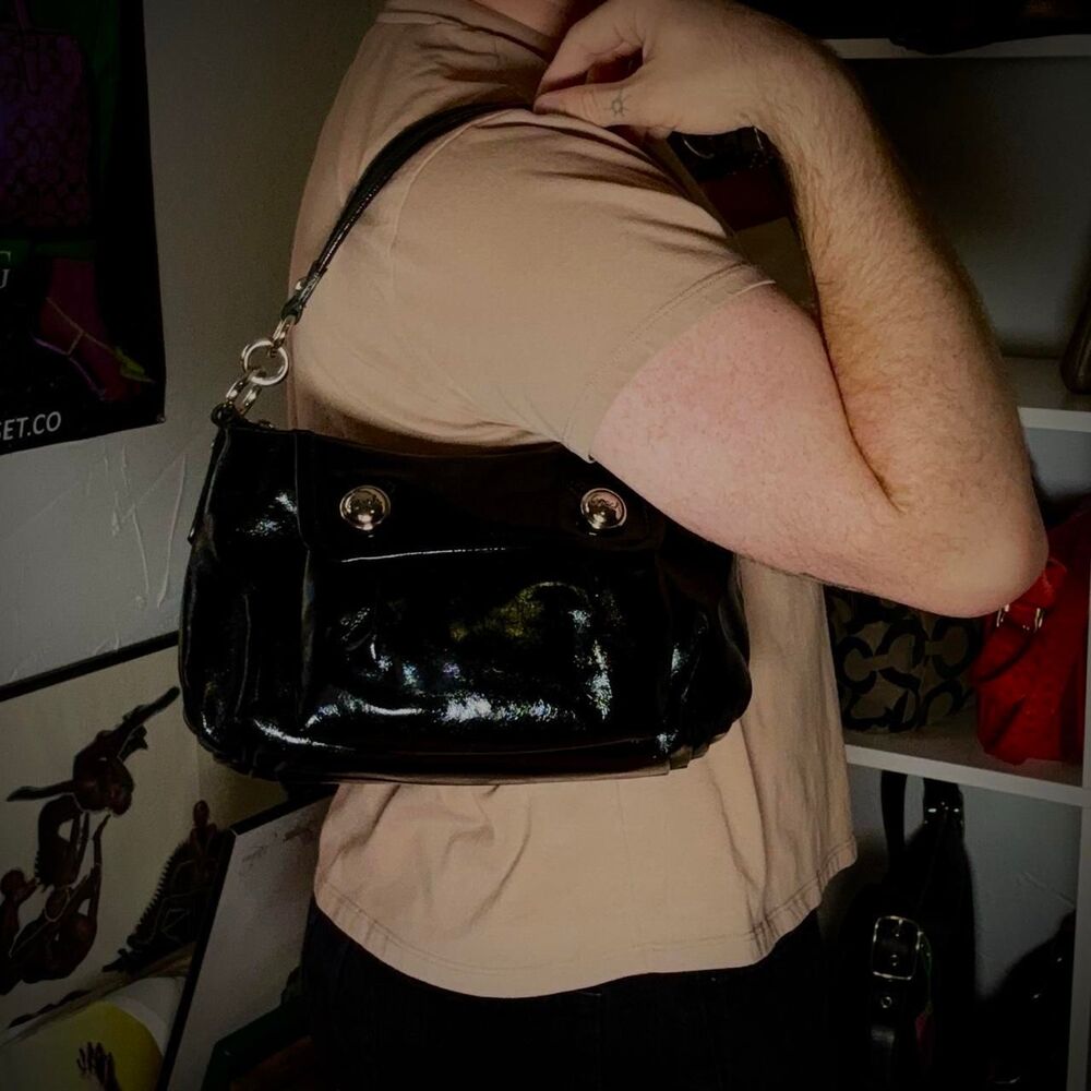 Coach Poppy Groovy Black Patent Leather Shoulder/Crossbody Bag